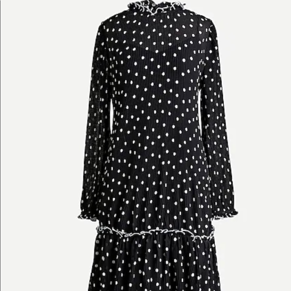 NWT JCrew Ruffled pleated polka-dot dress